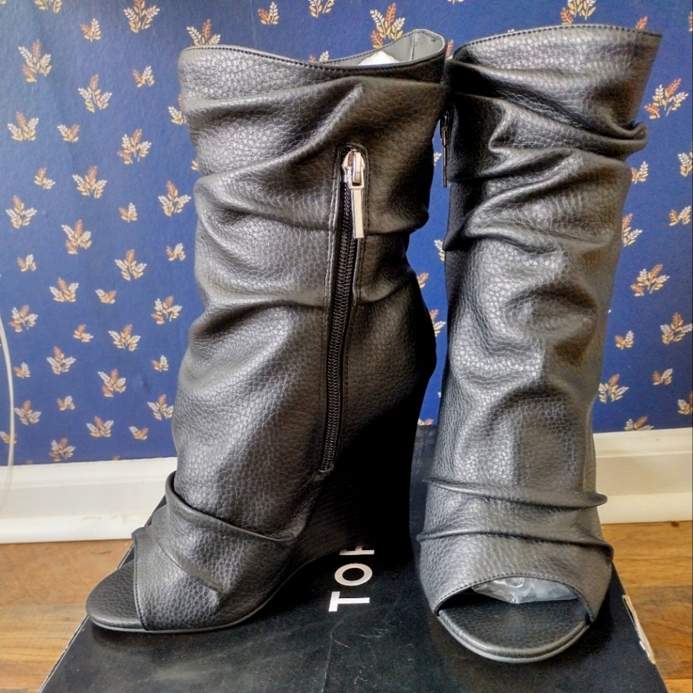 Torrid Black Peep Toe Scorch Wedge Bootie Size 9